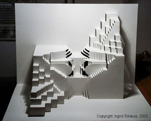 Upsidedown Pop-Up Paper Sculpture by Ingrid Siliakus