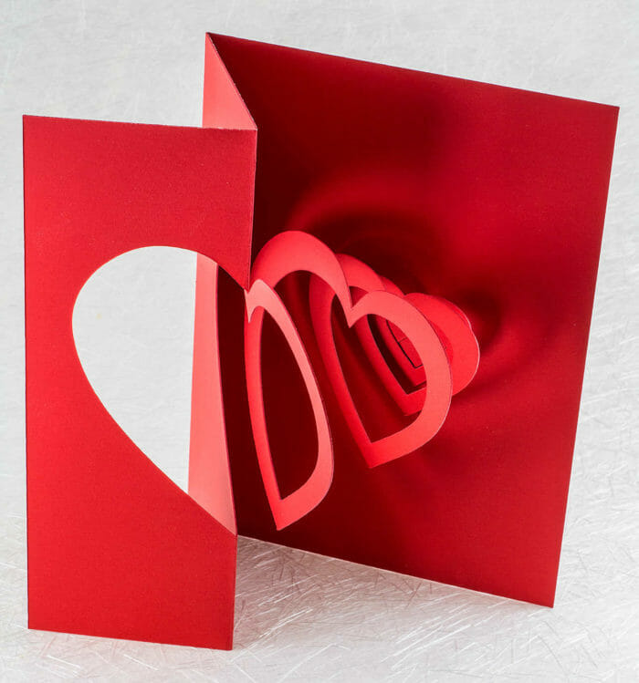 Helical Heart Pop Up Card - Popup Card Shop