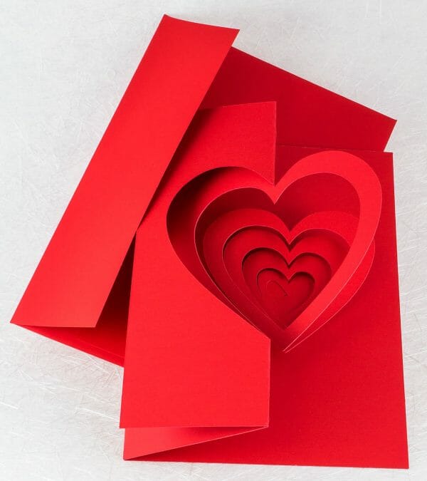 Helical Heart Valentine Pop Up Card with Envelope